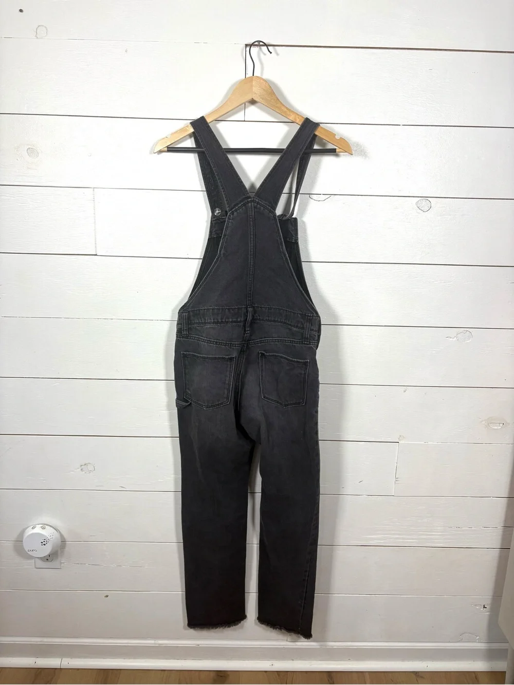 Old Navy Girls XL 14 Black Distressed Denim Overalls Raw Hem Grunge